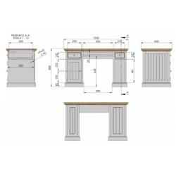 Rustykalne biurko z drewna Dalia